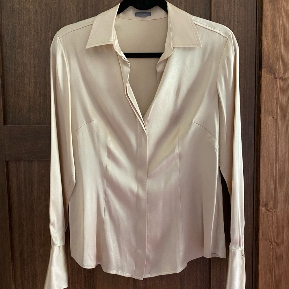 Ann Taylor Cream Silk Blouse